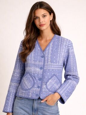 Como Vintage Light Blue Quilted Jacket